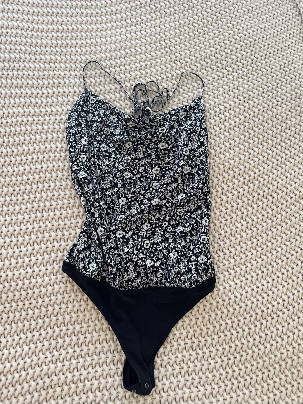 Abercrombie Cowl Neck Floral Thong Bodysuit
